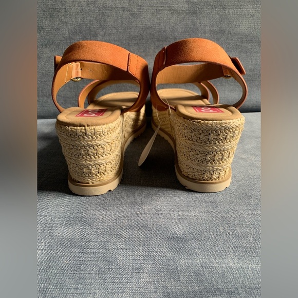 Pop Womens Brown Adjustable Ankle Strap Wedge Espadrille Open Toe Heel Sandals - Picture 8 of 11